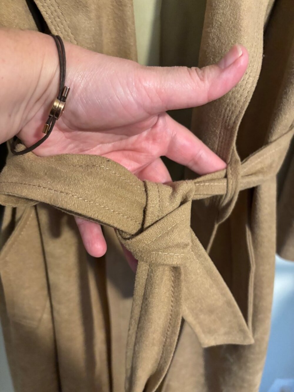 Foxland By Lanson Tan Wrap Trench Coat Belted Made In USA Union Label Vintage M - Picture 12 of 13